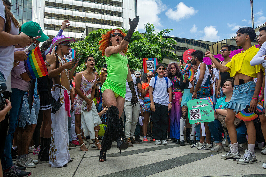 Pride parade in Caracas, Venezuela, with the presence of diplomats and the representative of the European Union in Venezuela. July, 7, 2024