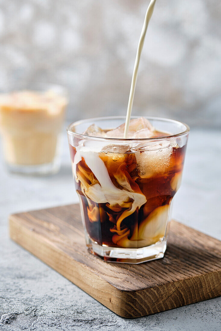 Iced coffee with cream