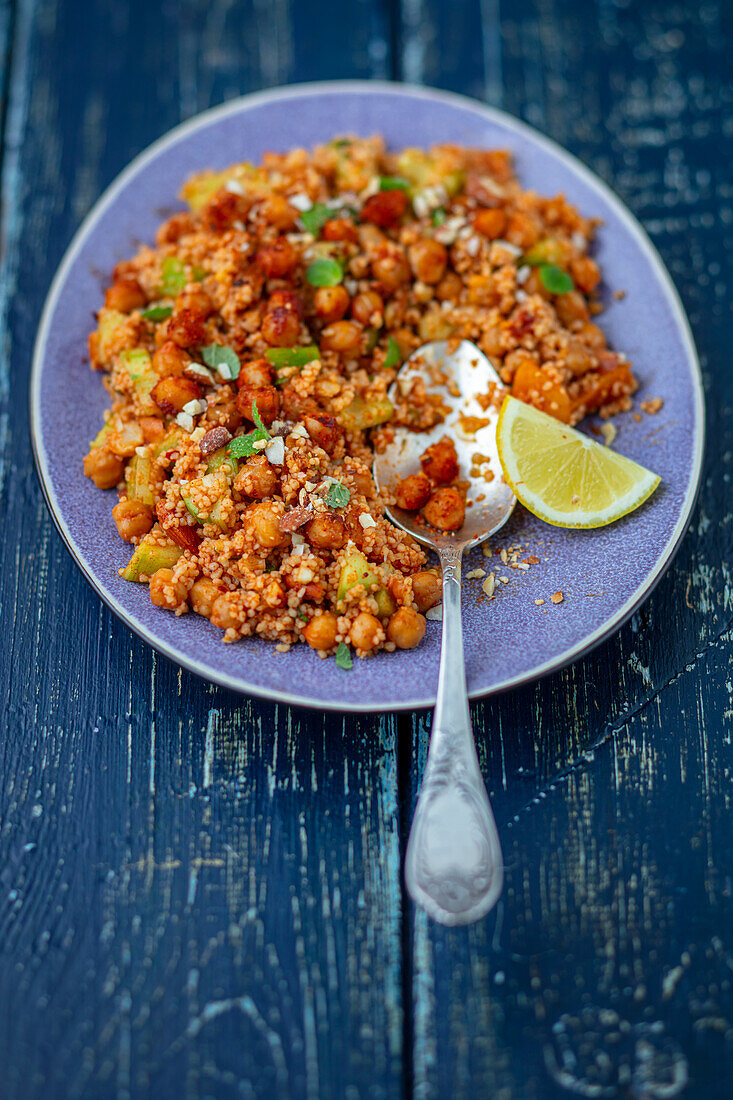 Couscous salad with chickpeas and dried apricots