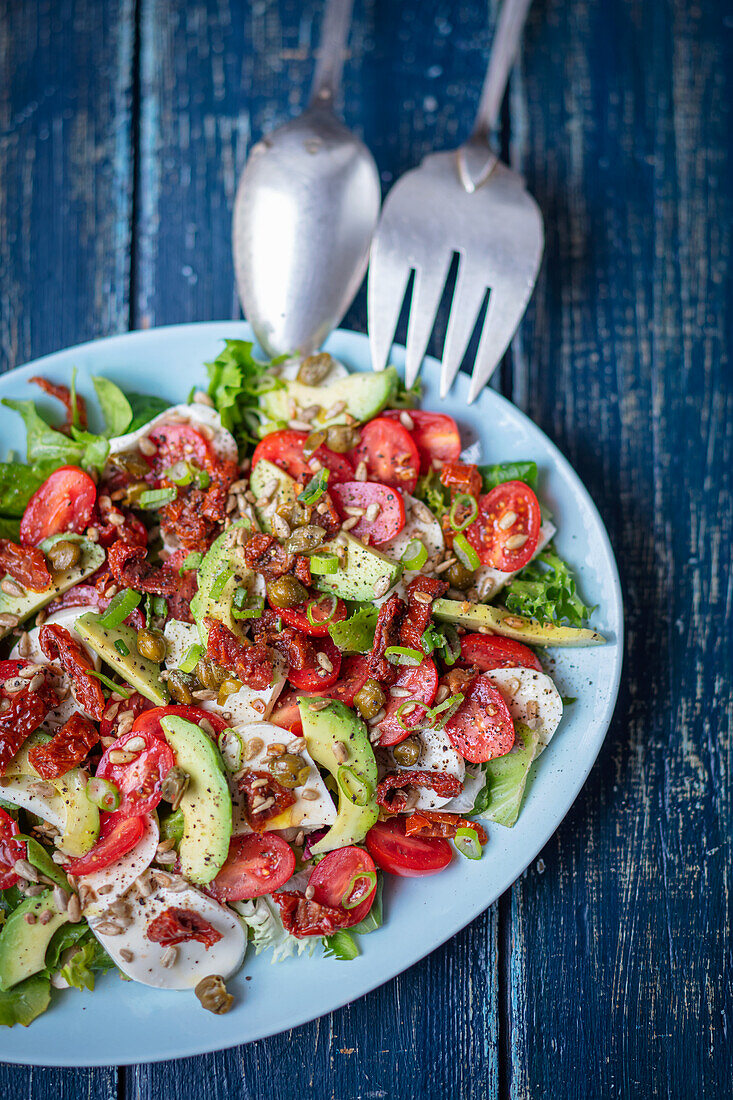 Tomatensalat mit Avocado und Mozzarella