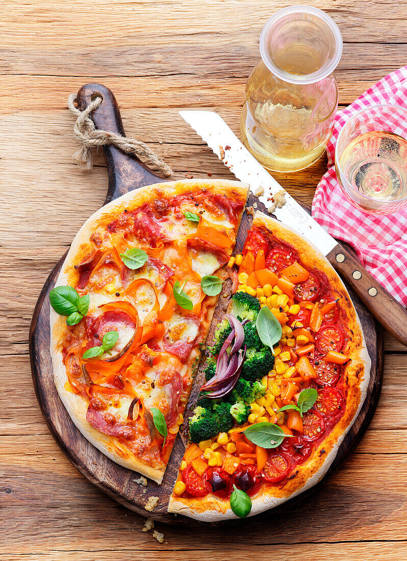 Salami-Süßkartoffel-Pizza, Regenbogen-Pizza