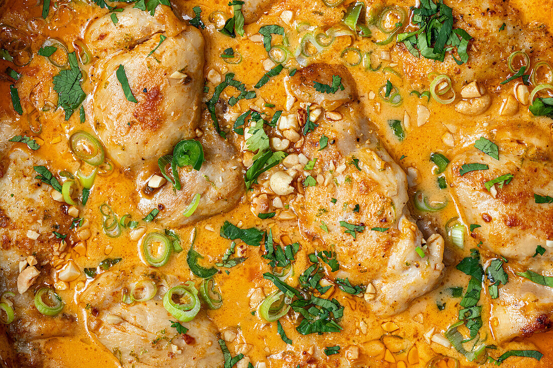 Coconut-lime chicken with spring onions and coriander