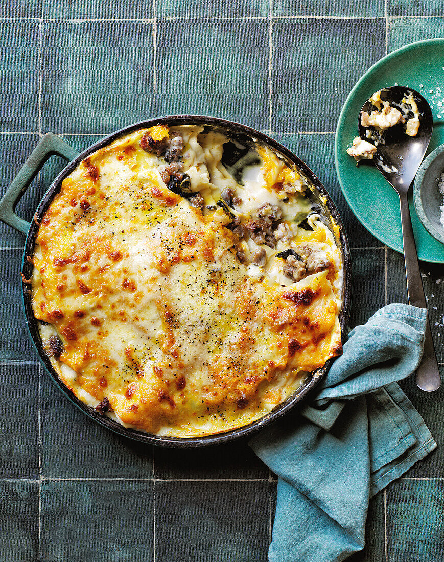 Lasagne with pumpkin, sausage and sage