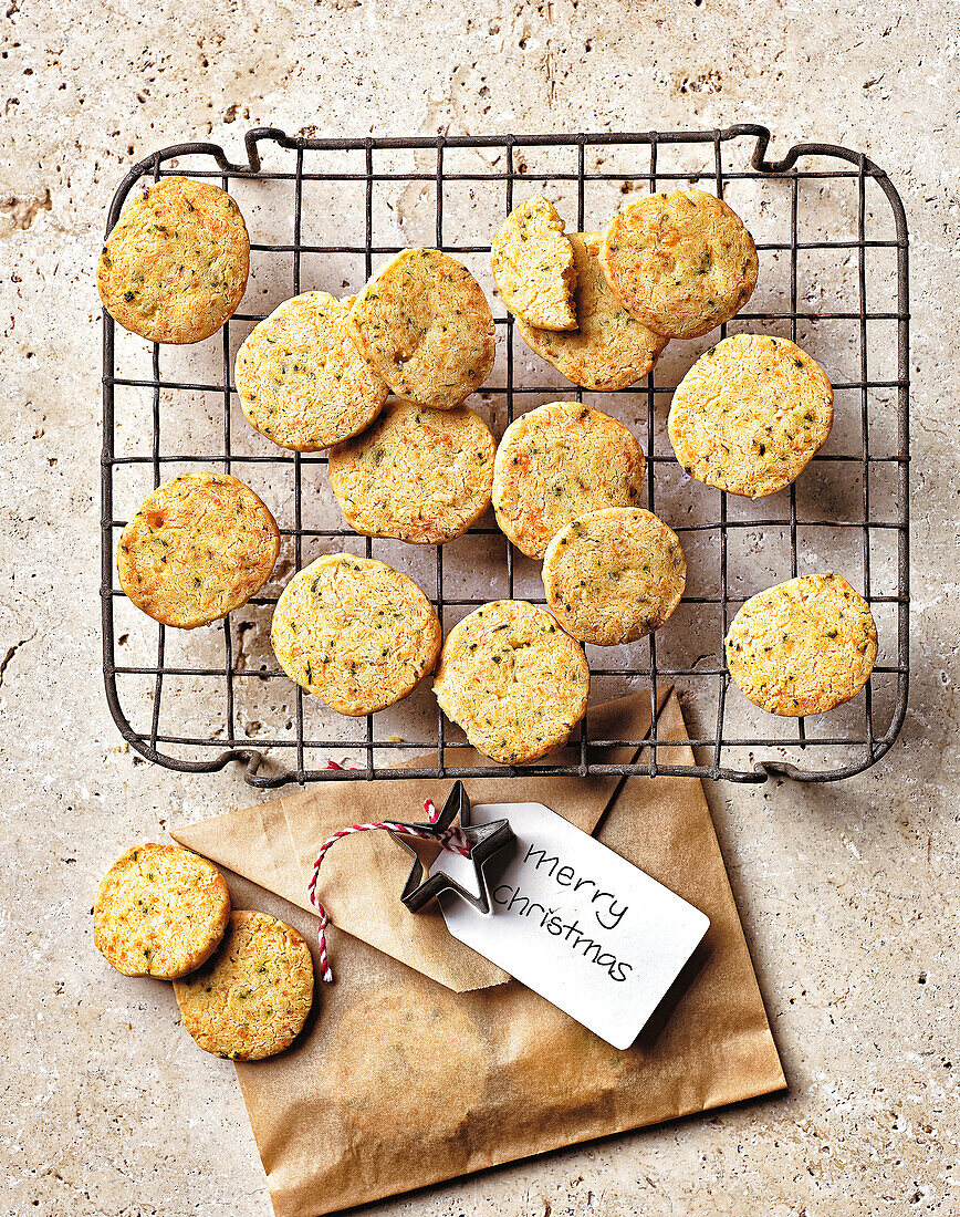 Savoury chive biscuits for Christmas