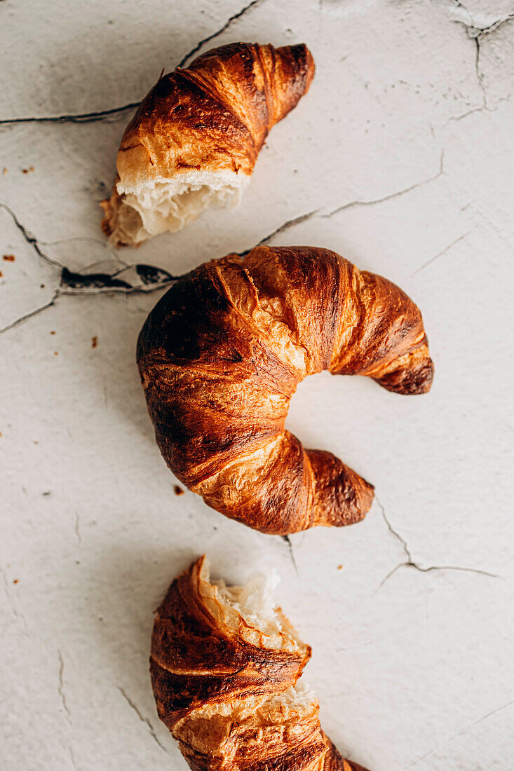 Fresh croissants made from puff pastry