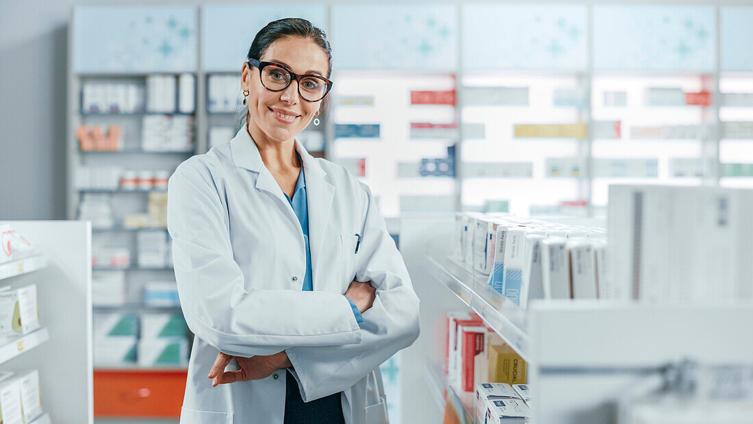 Pharmacist smiling