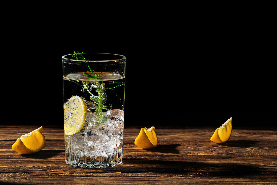 Refreshing lemon soda with microgreens