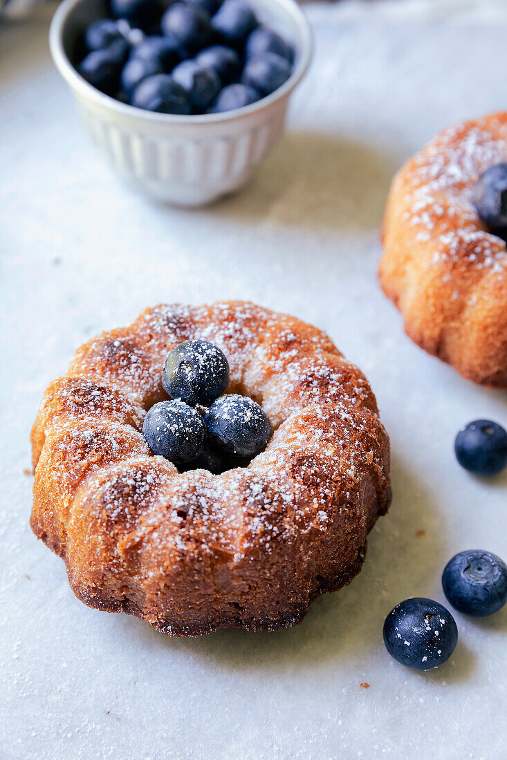 Mini bundt cakes with blueberries