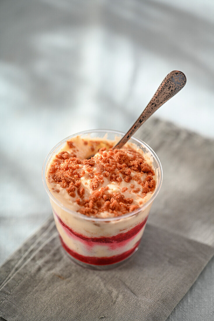 Strawberry tiramisu in a glass