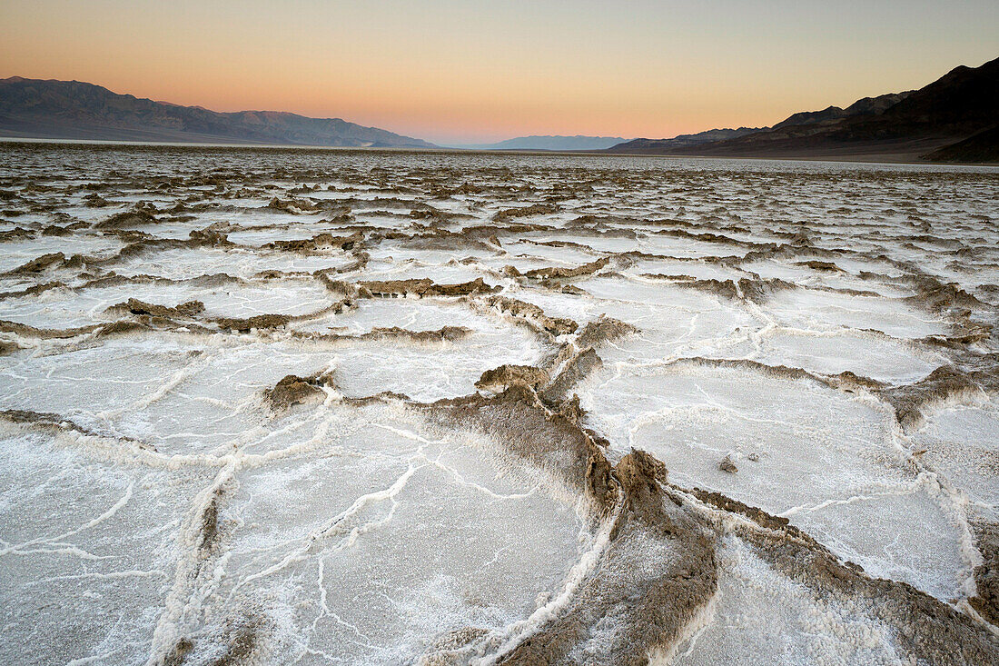 Death Valley salt pan at sunrise, California, USA