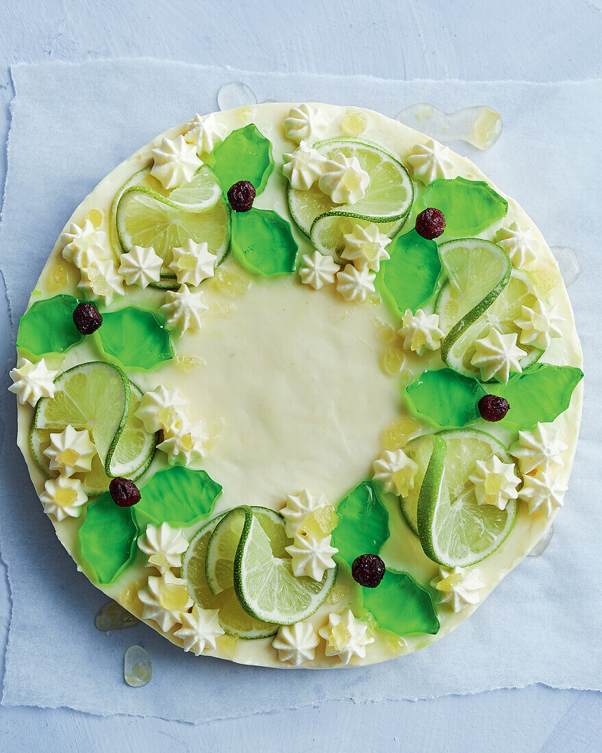 Moscow Mule cheesecake with lime garnish