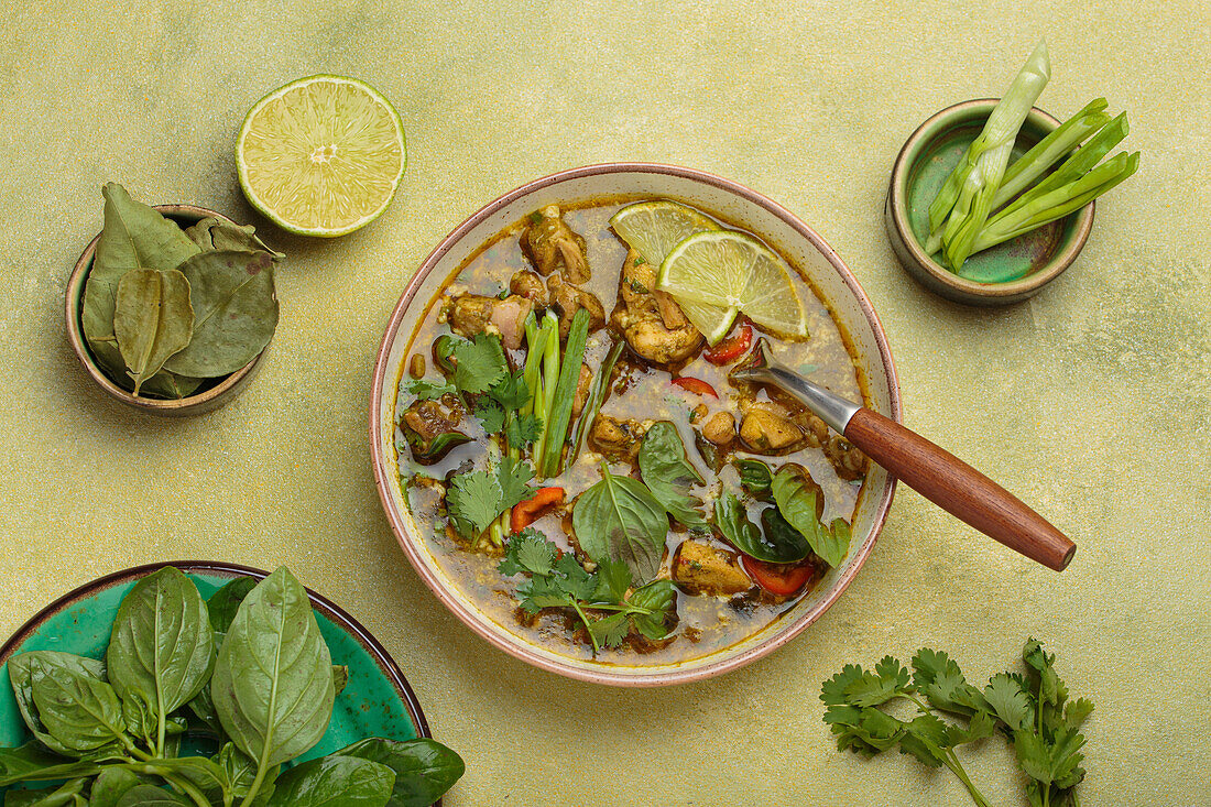 Thai Green Curry mit Huhn und frischen Kräutern