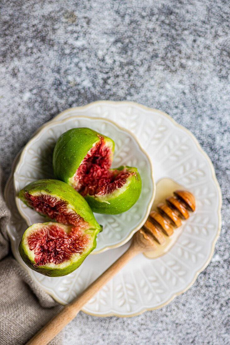 Fresh fig served with honey