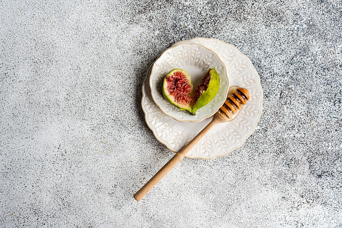 Fresh fig served with honey