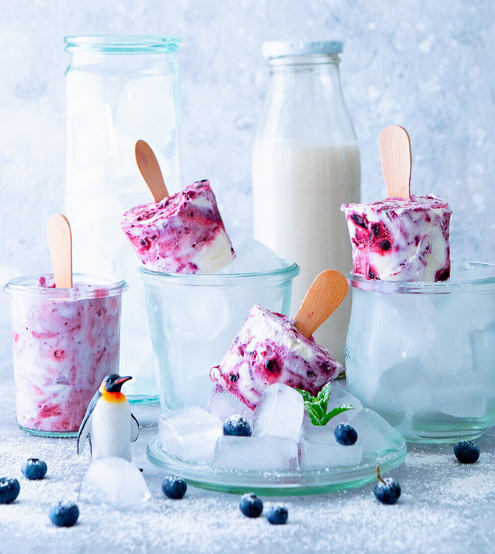 Popsicle made from blueberry yoghurt