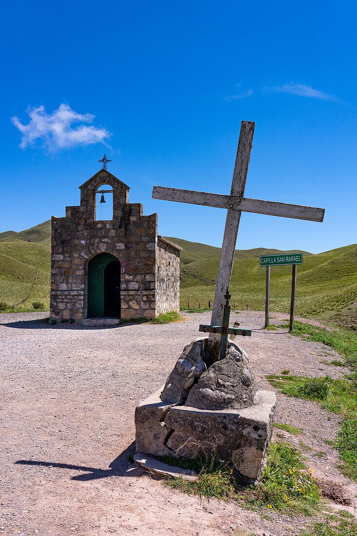 The tiny Capilla San Rafael at the top of the Cuesta del Obispo on Ruta 33 from Salta to Cardones National Park, Argentina. Elevation 3,348 meters or 10,985 feet.