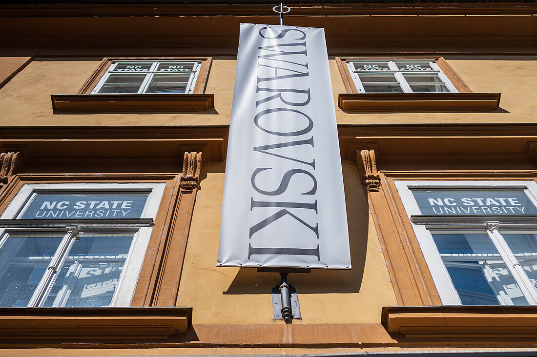 Exterior of Swarovski store in Prague center