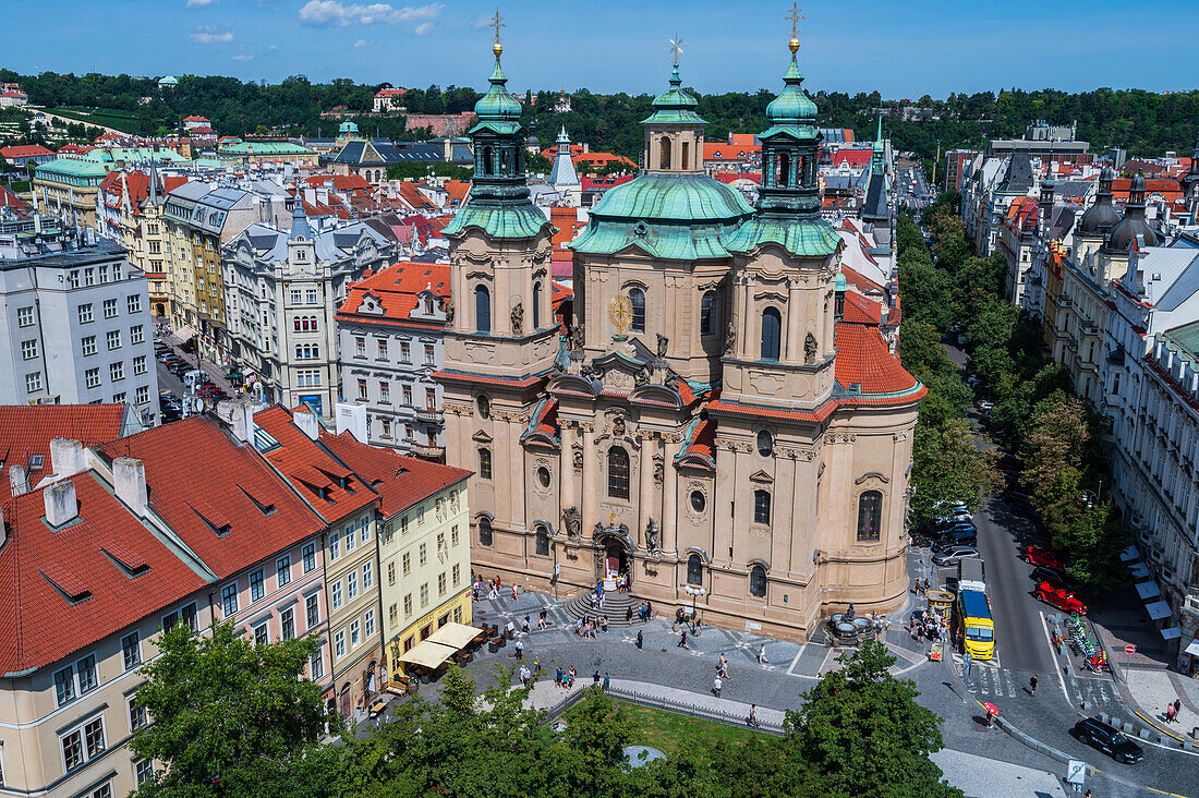 Views of St. Nicholas' Church from the tower of the Old Town Hall in Prague