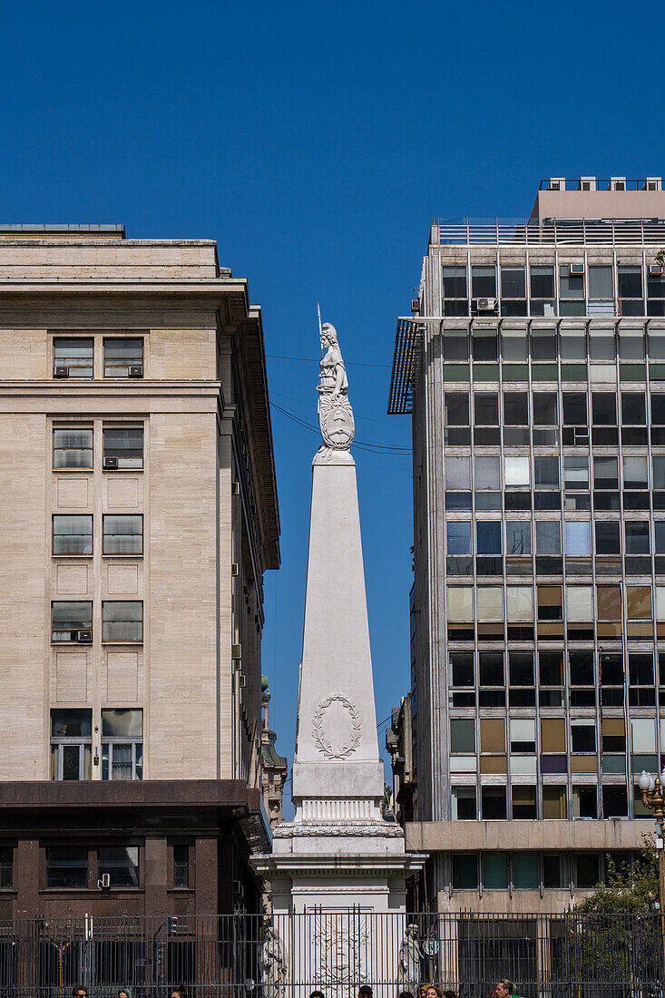 The Pirámide de May or May Pyramid in Plaza de Mayo, erected in 1813, is the oldest monument in Buenos Aires, Argentina. The statue represents Liberty.