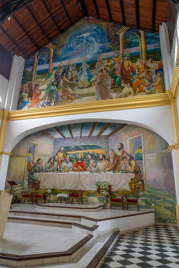 Murals in the Church of the Miracle or Iglesia del Milagro, a Catholic church in San Jose de Metan, Salta Province, Argentina.