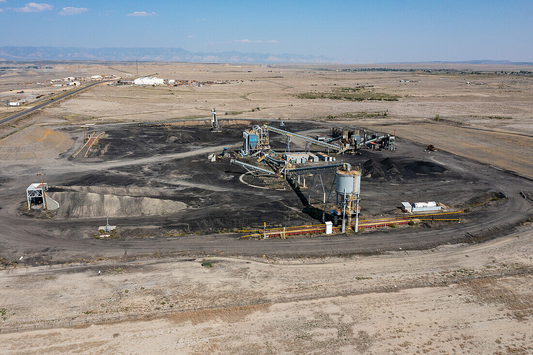 Blue Sky Energy pyrolysis plant converts coal to bio-oil, hydrogen, methane and biochar without burning it. Wellington, Utah.