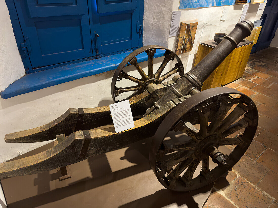 An iron cannon from the War of Independence in the Historic House of Independence in San Miguel de Tucumán, Argentina.