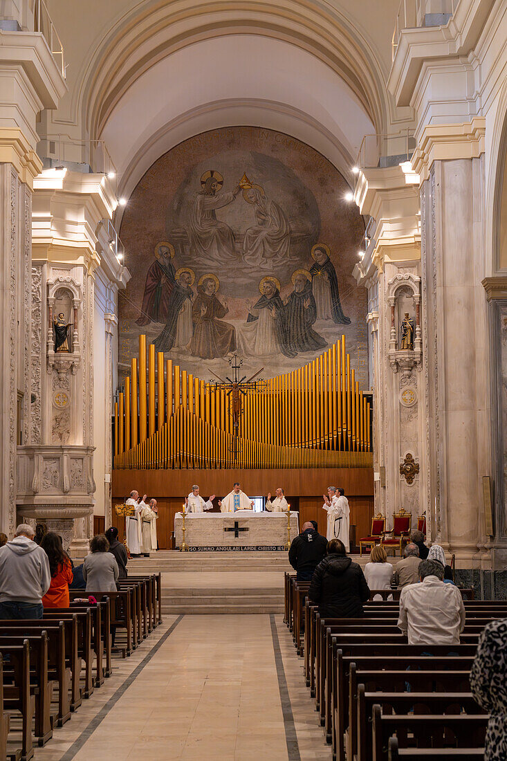 Mass in th Basilica of Our Lady of the Rosary and Convent of Santo Domingo in Buenos Aires, Argentina. Also called the Santo Domingo Convent.