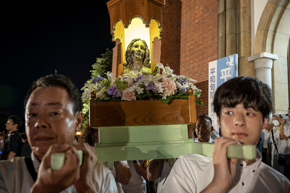 Torchlight procession on August 9th, every year, in memory of the victims of the atomic bomb. Start from Urakami Cathedral and ends Peace Park, , Nagasaki, Japan