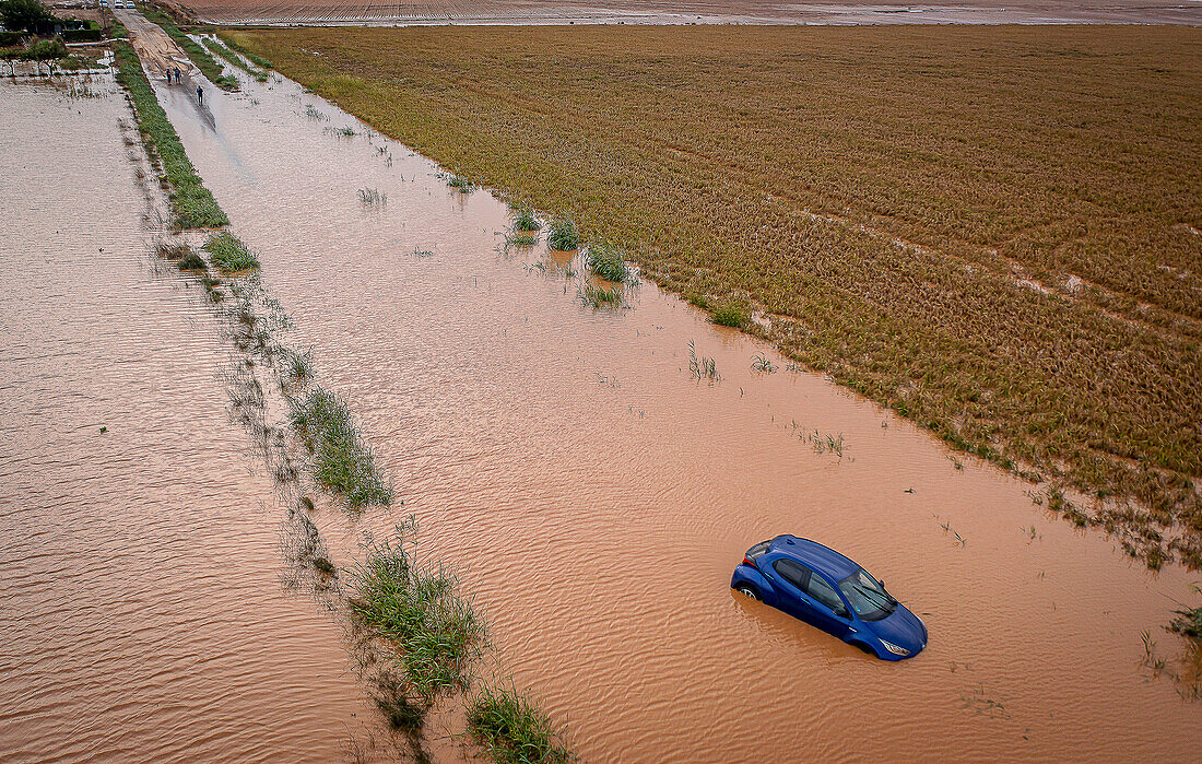 Flooded lands, after a great storm, in Amposta, Tarragona, Spain. 3rd Sep, 2023