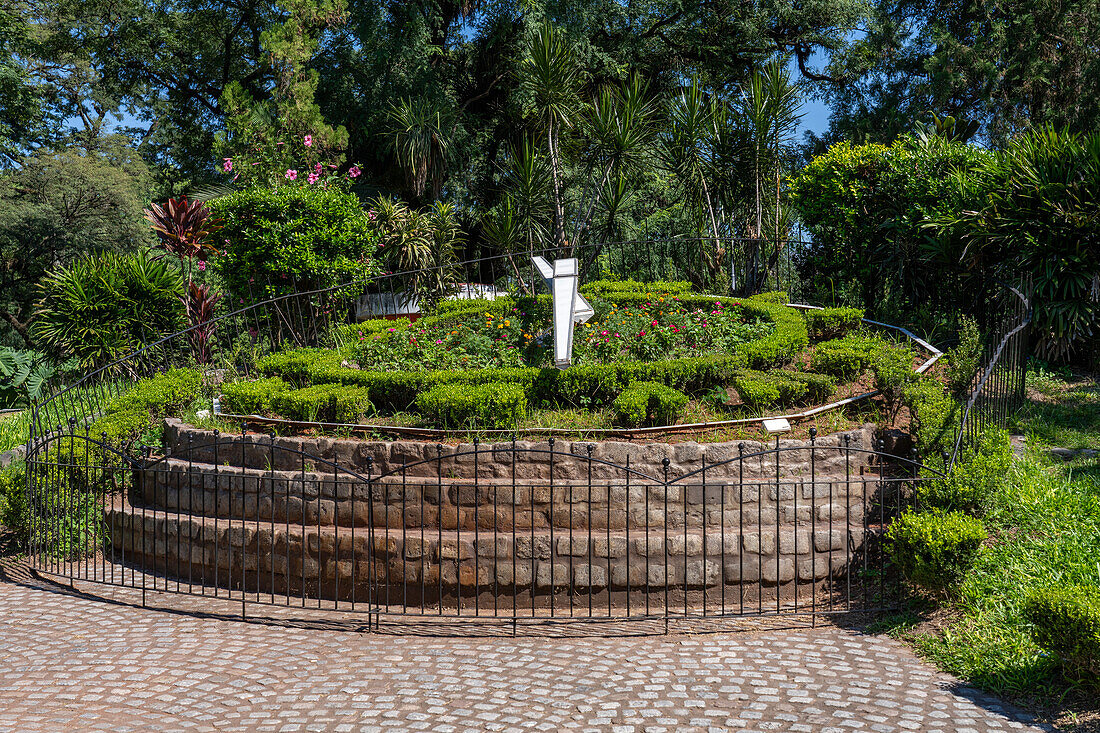 The topiary sundial or clock in 9th of July Park in San MIguel de Tucumán, Argentina.