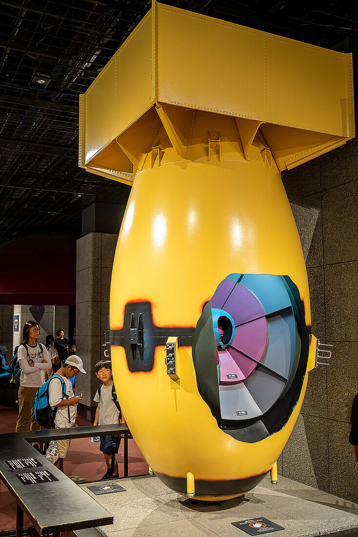 Replica of Fat Man, in Atomic Bomb Nagasaki Peace Memorial Museum, Nagasaki, Japan