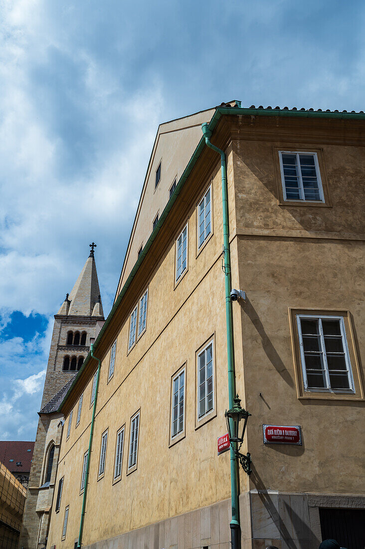 White tower of St. George´s church in Hradcany, Prague