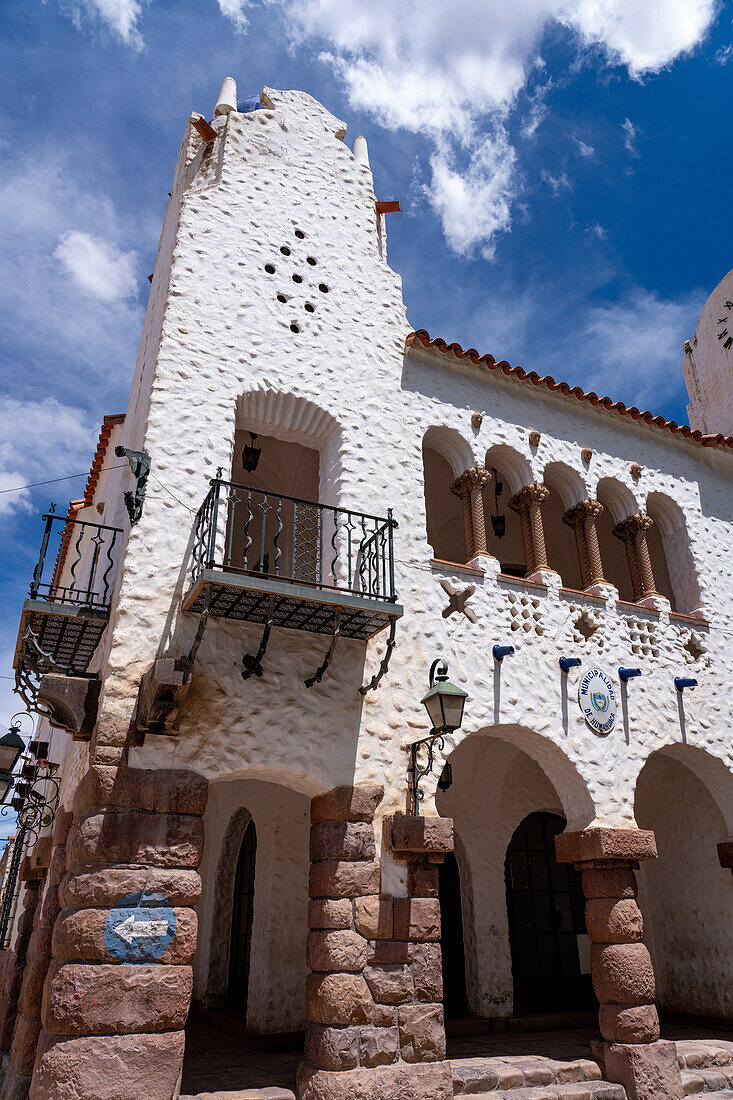 The Spanish & Moorish-style town hall or cabildo on Plaza Gomez in Humahuaca, Argentina.