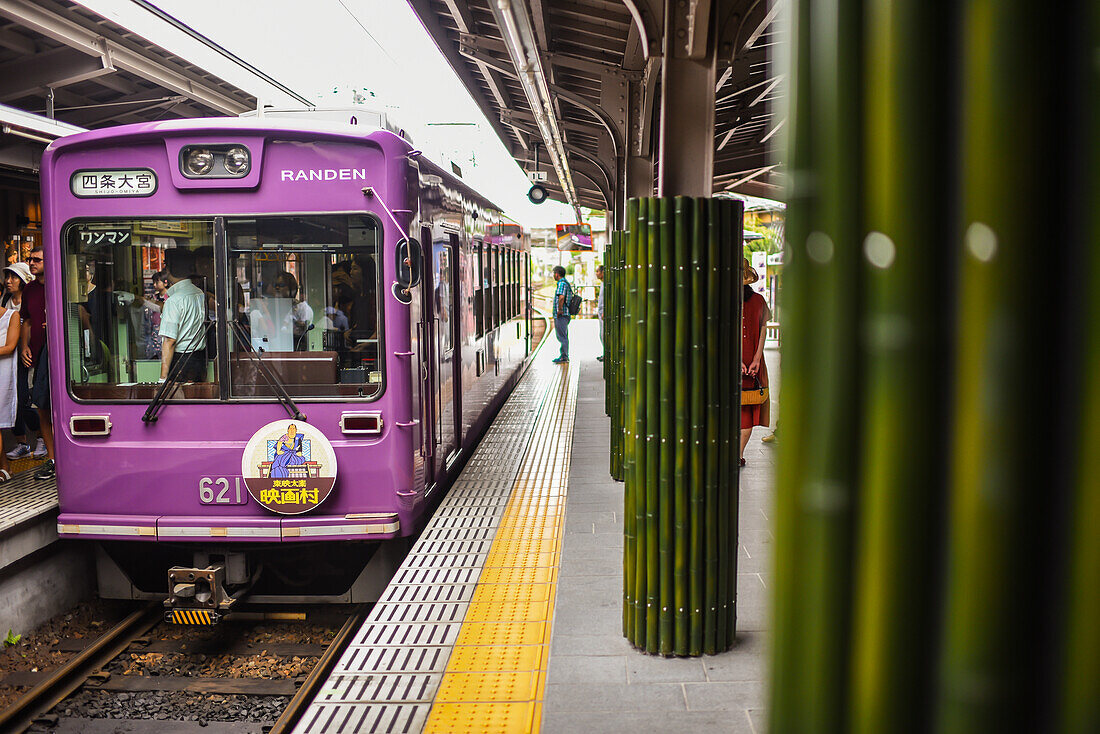 Randen Arashiyama Main line station in Kyoto, Japan