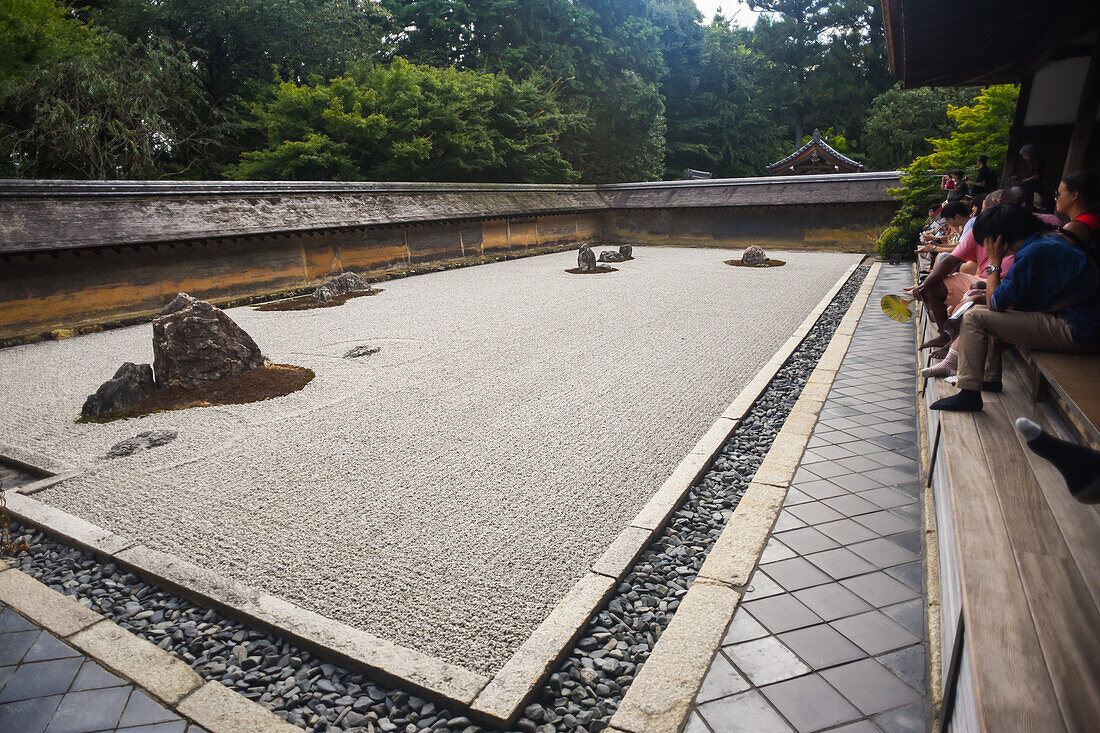 Japanese zen garden at Ryoan-Ji Temple in Kyoto