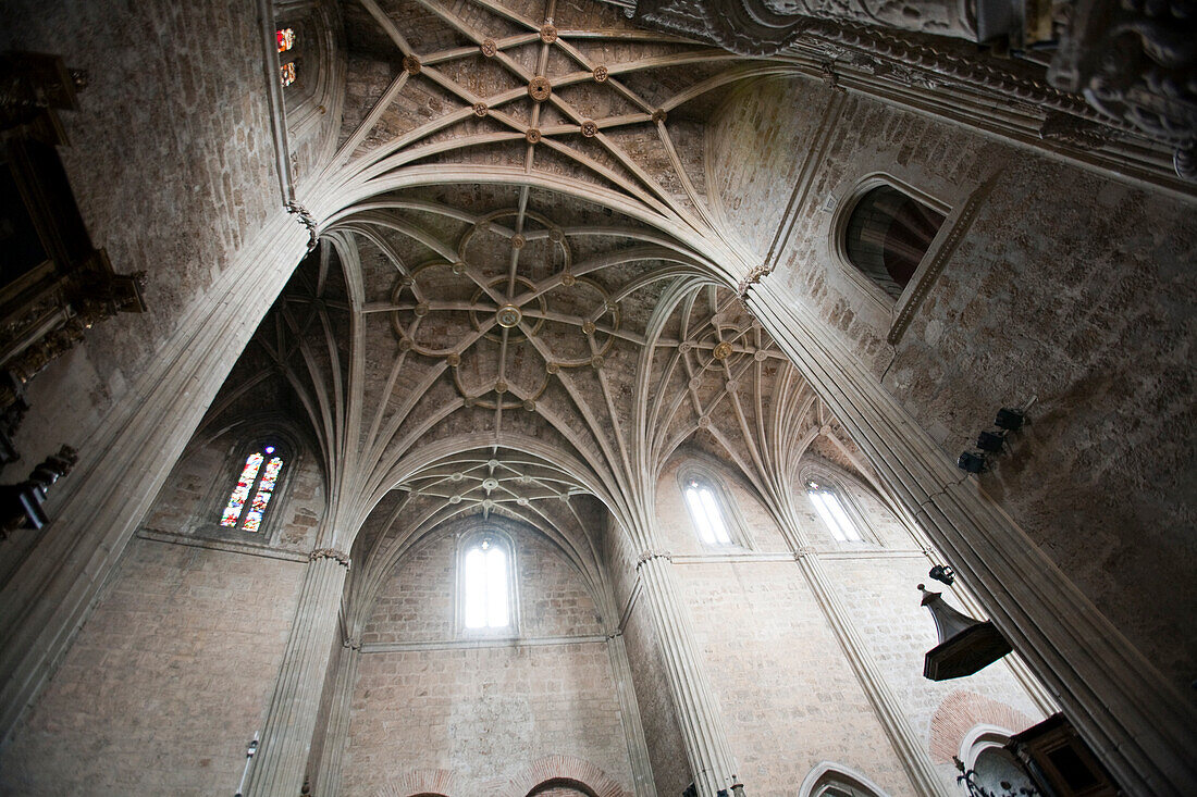 Leon, Spain, Aug 21 2008, Explore the intricate vaulted ceilings of the Hospital de San Marcos church in León, showcasing stunning architectural details.