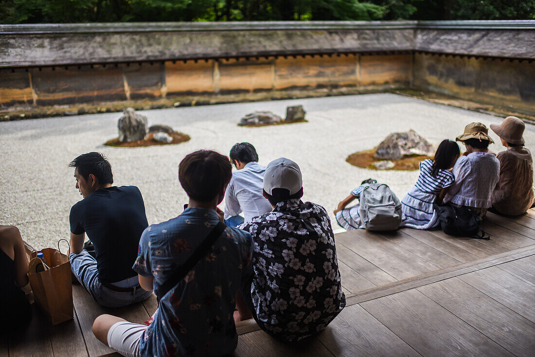 Japanese zen garden at Ryoan-Ji Temple in Kyoto