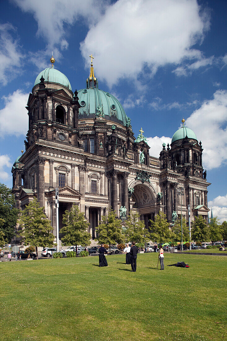 Berlin, Germany, July 24 2009, The grand Berliner Dom stands majestically, attracting visitors who explore its architectural beauty and serene surroundings.