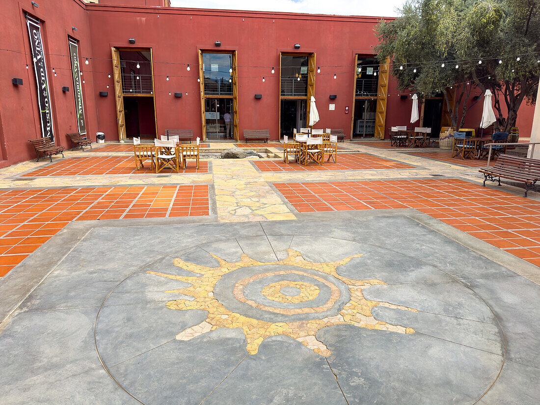 The courtyard of the Museo de la Vid y el Vino or Museum of the Vine and the Wine in Cafayate, Argentina.