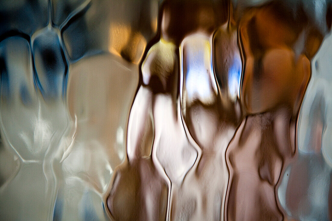 Barcelona, Spain, Sept 4 2008, Frosted glass decorates Casa Batllo, reflecting a stunning display of lights and colors on Paseo de Gracia in Barcelona, Spain.