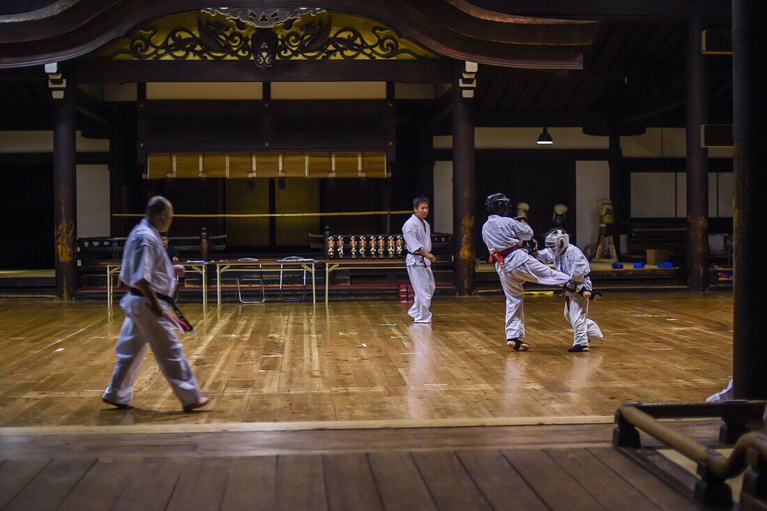 Youth Karate competition at the original wooden Kyoto Budo Center (????; kyubutokuden) dated from 1899 in the Meiji Period and is the oldest such martial arts center in Japan.