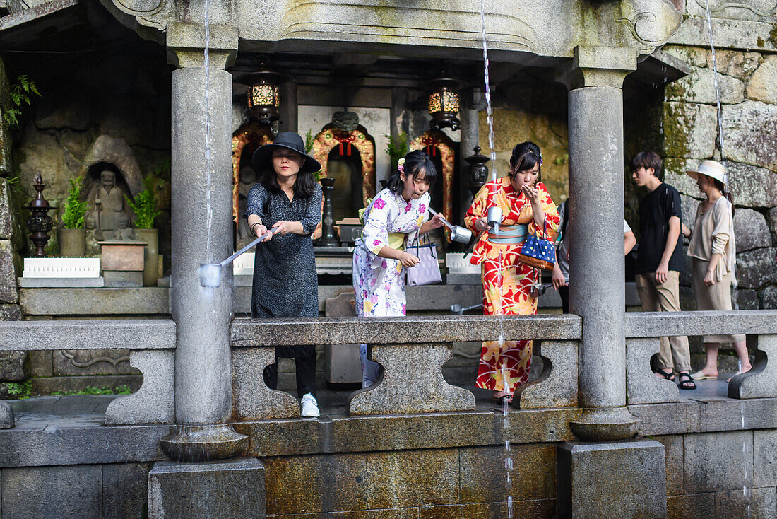 Otowa waterfall at Kiyomizu-dera temple in Kyoto, Japan