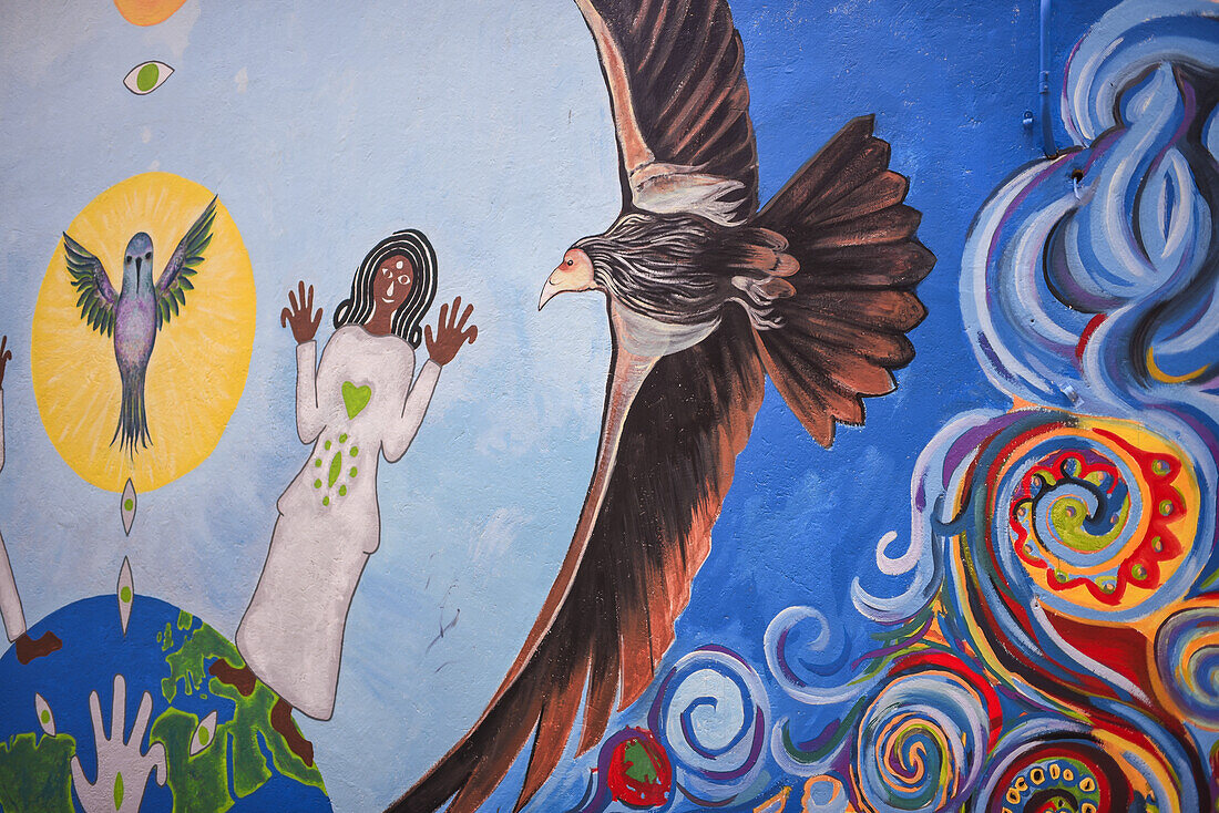 Kogi indigenous tribe mural art in Santa Marta, Colombia