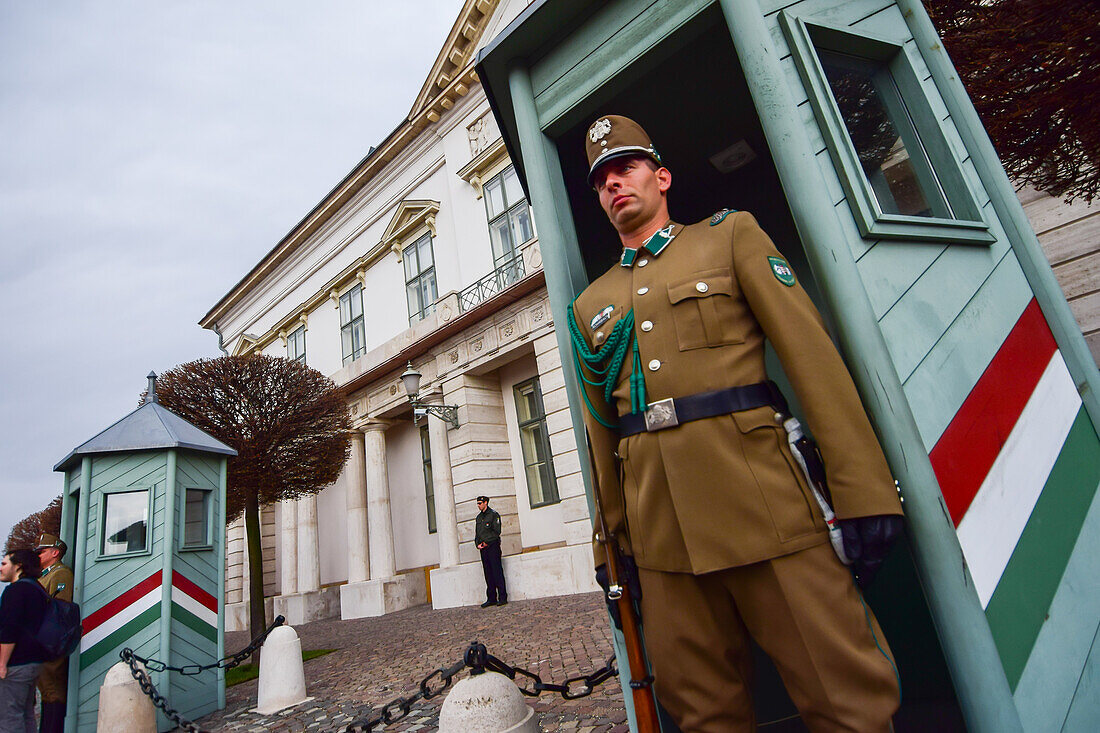 Changing of the Guard in Sandor Palace of Budapest, Hungary