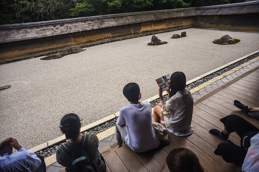 Japanese zen garden at Ryoan-Ji Temple in Kyoto