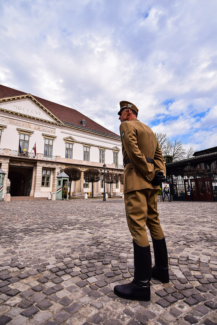 Changing of the Guard in Sandor Palace of Budapest, Hungary