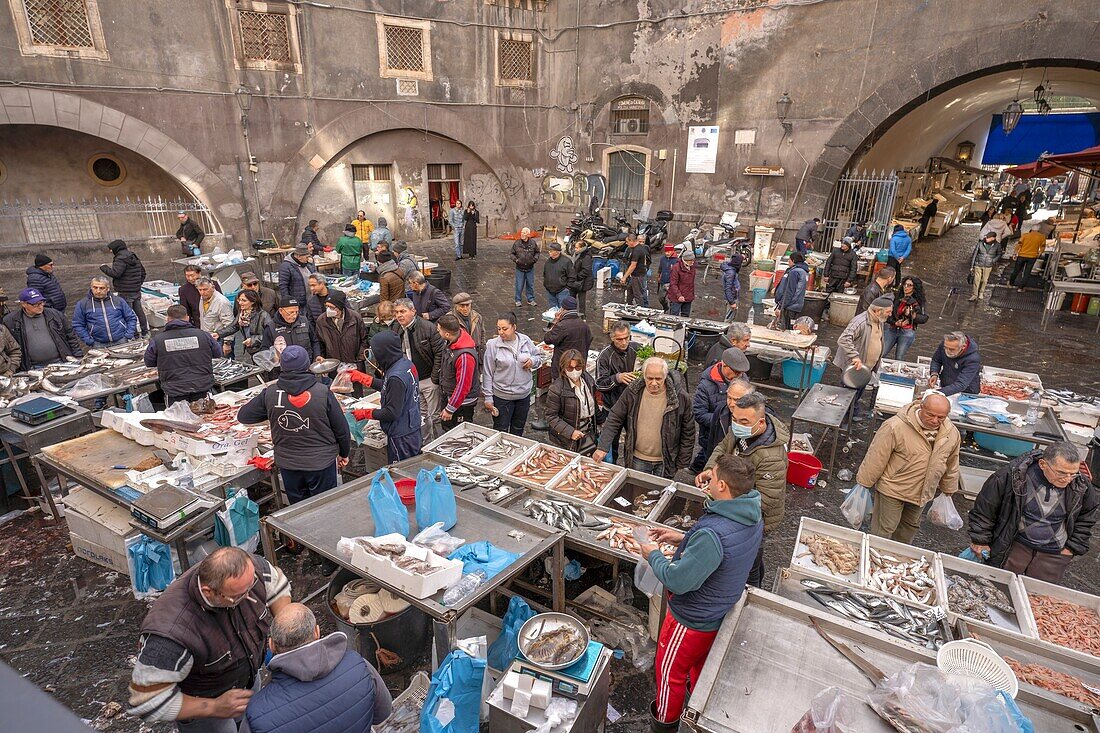 Pescheria (fish market), Catania, Sicily, Italy, Mediterranean, Europe