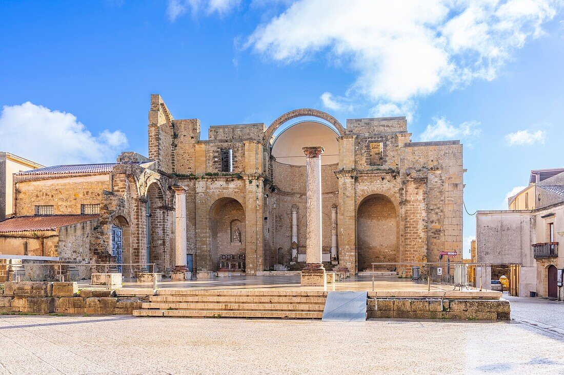 Ruins of the ancient Cathedral of Salemi, Salemi, Trapani, Sicily, Italy, Mediterranean, Europe