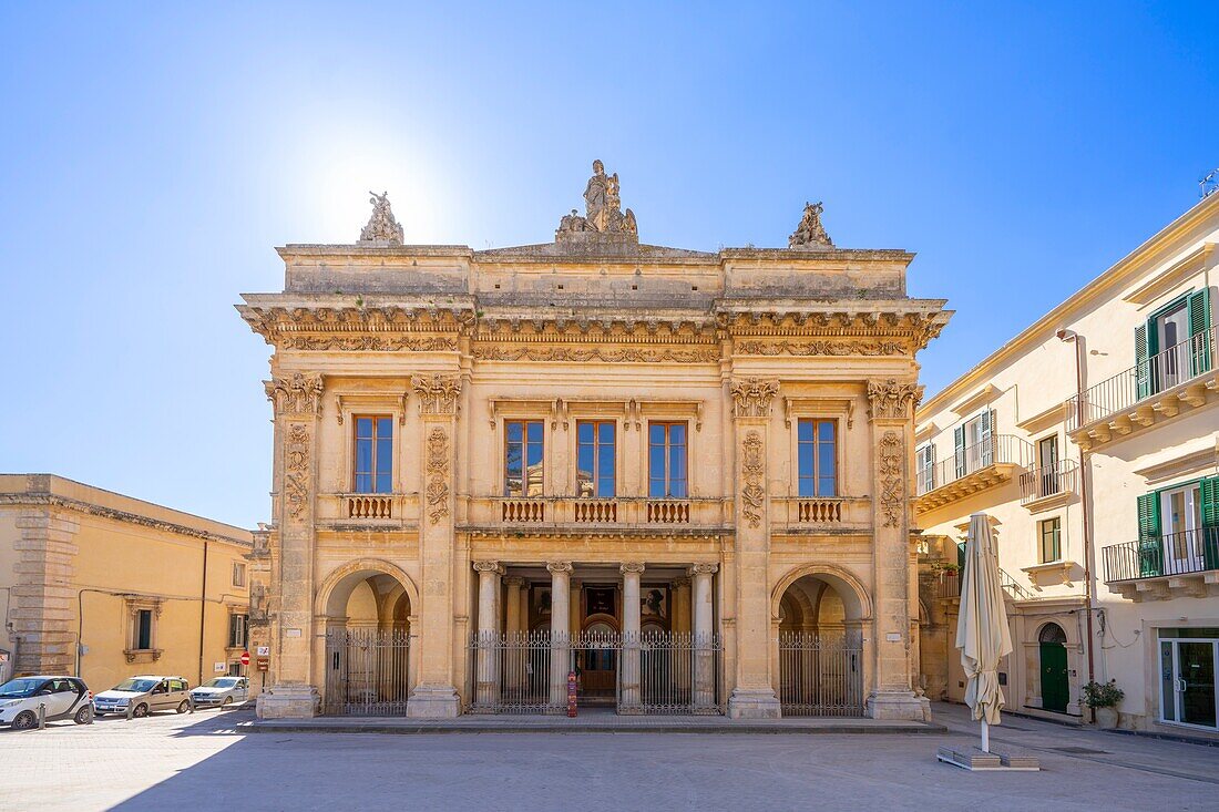 Tina di Lorenzo Municipal Theatre, UNESCO World Heritage Site, Noto, Siracusa, Sicily, Italy, Mediterranean, Europe