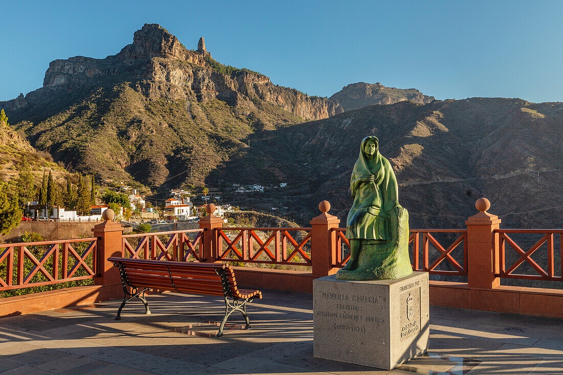 View over Tejeda to Roque Nublo, Gran Canaria, Canary Islands, Spain, Atlantic, Europe